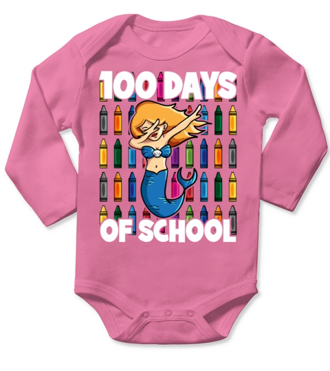 100 Days of School Dabbing Underwater Mermaid Long Sleeve Baby One-Piece