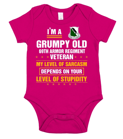 Im a Grumpy Old 69th Armor Regiment Veteran T-Shirt Short Sleeve Baby One-Piece