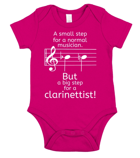Big Step for a Clarinettist Funny Clarinet Design Short Sleeve Baby One-Piece