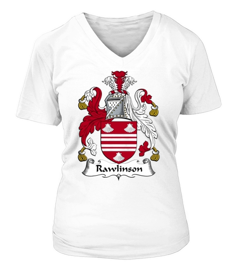 Rawlinson Family Crest British Family Crests V-neck T-Shirt Woman