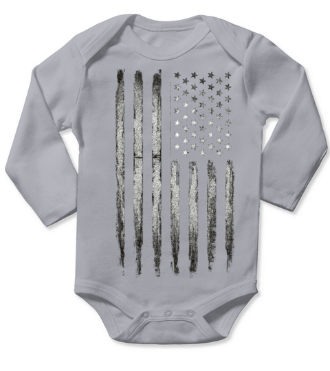 White grunge American flag Long Sleeve Baby One-Piece