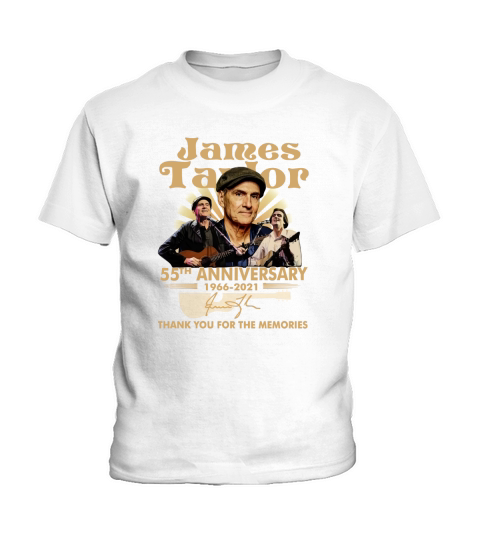 James Taylor 55th Anniversary 1966 2021 Thank You For The Memories Signature Kids T-Shirt