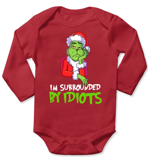 I’m Surrounded By Boring People Grinch Christmas Long Sleeve Baby One-Piece
