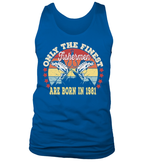 40Th Fishermen Birthday Gift- Vintage Born In 1981 Men's Tank Top