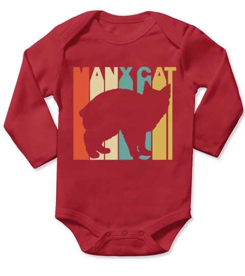 Vintage Style Manx Cat Silhouette T-Shirt Long Sleeve Baby One-Piece
