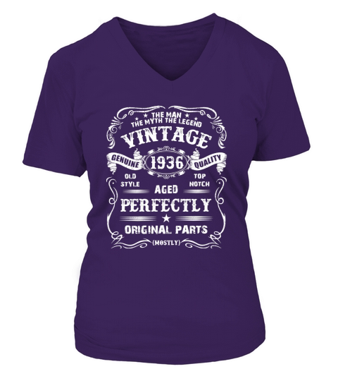 86th Birthday Legend Vintage 1936 Original Parts V-neck T-Shirt Woman