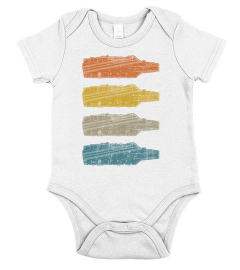 Retro Aircraft Carrier Military Vintage Warshipret Short Sleeve Baby One-Piece