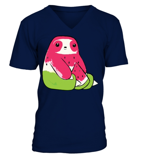 Watermelon Watercolor Sloth Men's V-Neck T-shirt