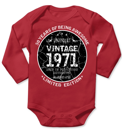 Funny 50th Birthday Gift 1971 Vintage 50 Years Old Long Sleeve Baby One-Piece