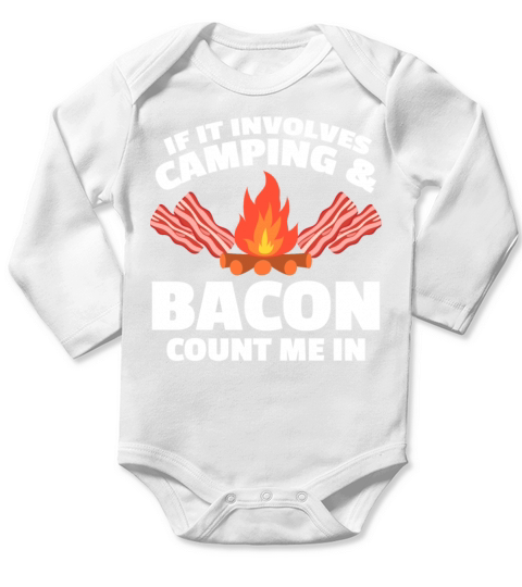 Camping Bacon Fire Funny Apparel Long Sleeve Baby One-Piece