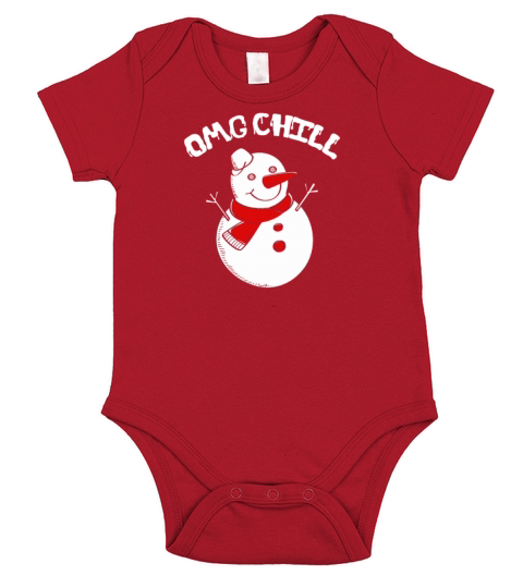 OMG Chill Awesome Christmas Snowman Funny Pun Short Sleeve Baby One-Piece