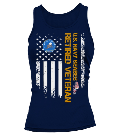 Vintage Usa American Flag Navy Seabee Proud Retire Women's Tank Top