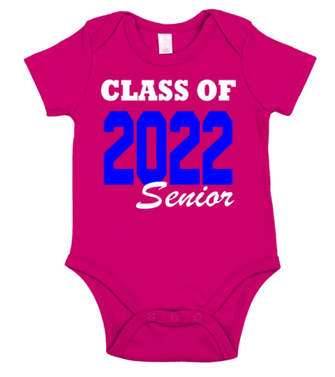 Slass of 2022 senior blue and white Short Sleeve Baby One-Piece