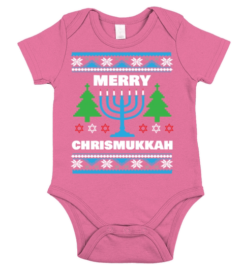 Funny Christmas Hanukkah Ugly Xmas Apparel Short Sleeve Baby One-Piece