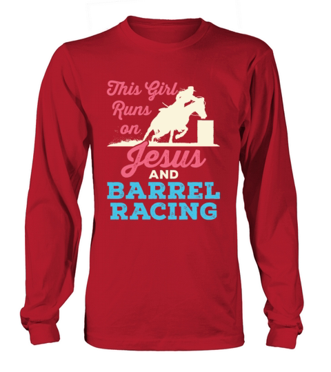 This Girl Runs on Jesus and Barrel Racing Men's Long Sleeve