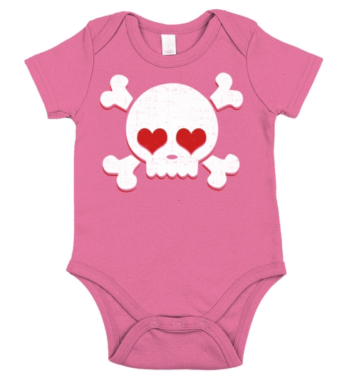 Skull Heart Valentines Day Pirate Flag Short Sleeve Baby One-Piece
