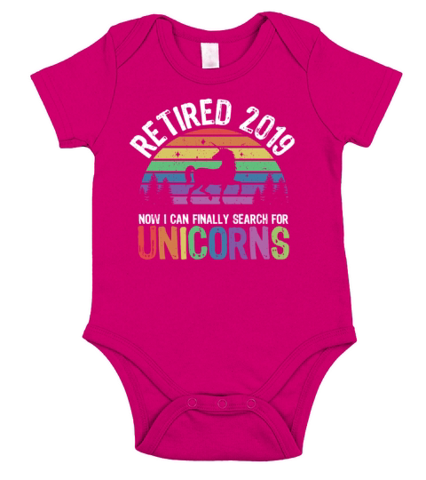 Funny Humor Retired 2019 Retirement Unicorn Mens Short Sleeve Baby One-Piece