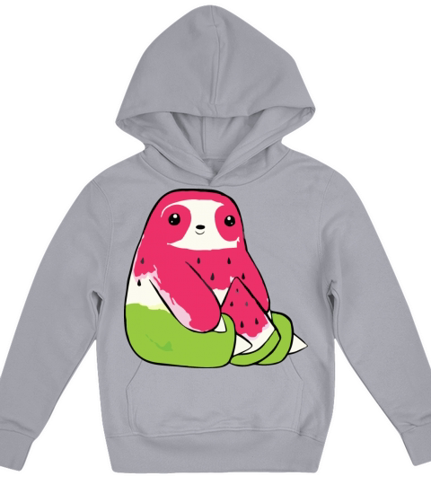 Watermelon Watercolor Sloth Kids Hoodie