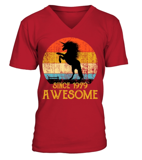 Unicorn Awesome Since 1979 40th Years Old Vintag Men's V-Neck T-shirt