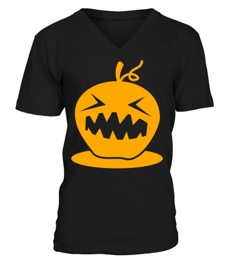 HALLOWEEN neon pumpkin head creepy Men's V-Neck T-shirt