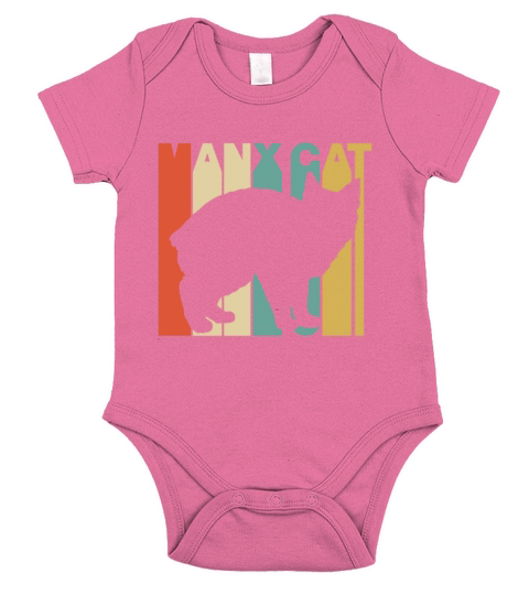 Vintage Style Manx Cat Silhouette T-Shirt Short Sleeve Baby One-Piece