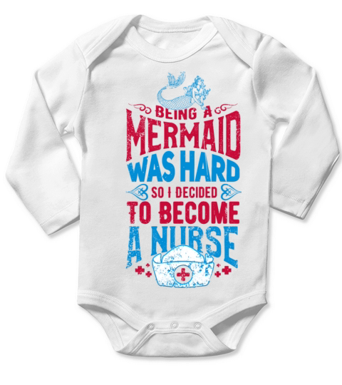 Mermaid Nurse nurse gift medicine Nursing Hospital Long Sleeve Baby One-Piece