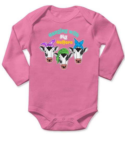 Hanging With My Heifers Cattle Farmer Graphic Long Sleeve Baby One-Piece
