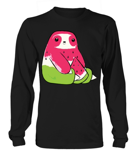Watermelon Watercolor Sloth Men's Long Sleeve