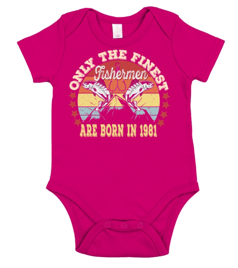 40Th Fishermen Birthday Gift- Vintage Born In 1981 Short Sleeve Baby One-Piece