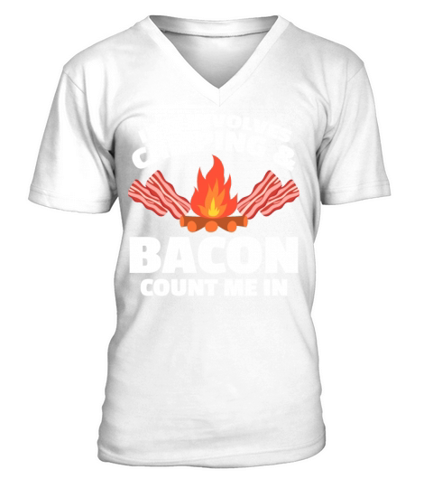 Camping Bacon Fire Funny Apparel Men's V-Neck T-shirt