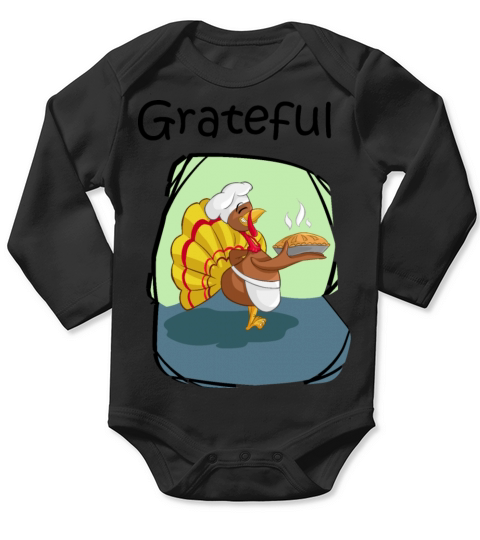 Grateful Thanksgiving Turkey Long Sleeve Baby One-Piece