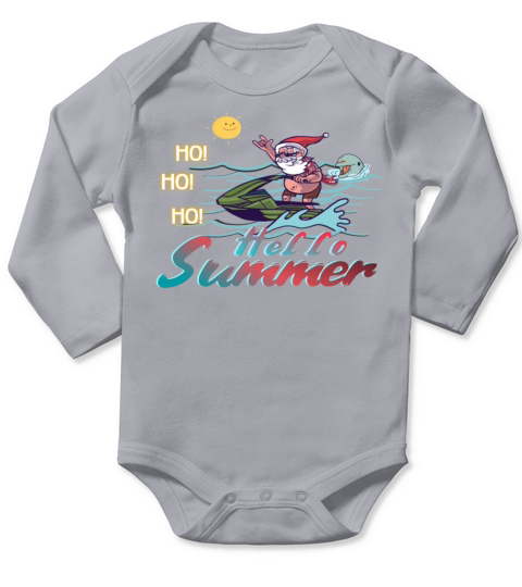 Hello Summer - SANTA ON THE BEACH Long Sleeve Baby One-Piece