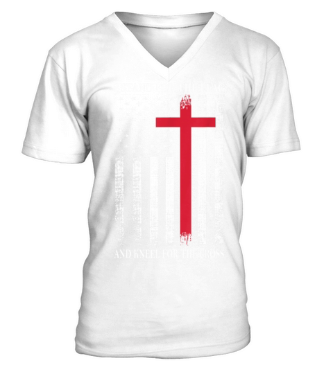 I Stand for the Flag and Kneel for the Cross Men's V-Neck T-shirt