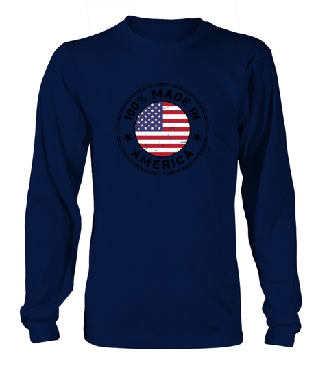 USA Made in America flag stamp Women's Long Sleeve
