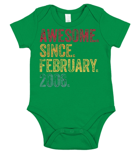 Awesome Since February 2006 15 Years Old 15th Birt Short Sleeve Baby One-Piece