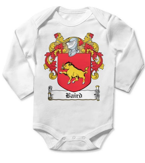 Baird Coat of Arms Irish Family Crests Long Sleeve Baby One-Piece