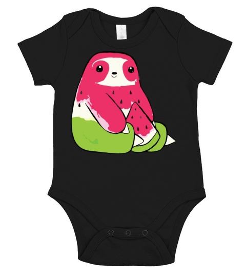 Watermelon Watercolor Sloth Short Sleeve Baby One-Piece