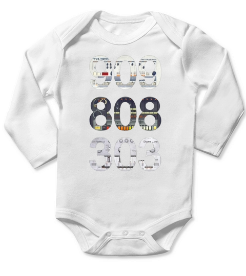 ROLAND 909 808 303 CLASSIC SYNTH TROMMELMASCHINE Long Sleeve Baby One-Piece