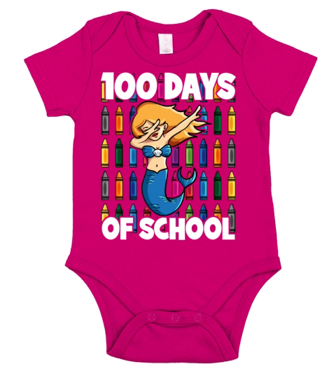 100 Days of School Dabbing Underwater Mermaid Short Sleeve Baby One-Piece