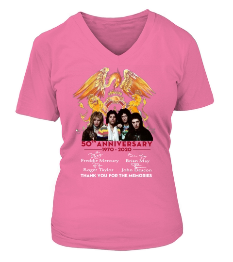50th anniversary 1970-2020 Queen Freddie Mercury Thank you for the memories shirt V-neck T-Shirt Woman