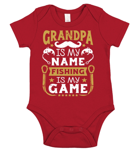 Grandpa is my name fishing is my Game Short Sleeve Baby One-Piece