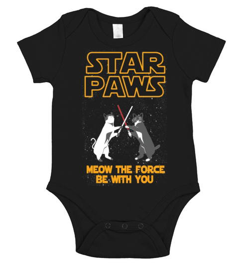 Star Wars cat version - Meow the force be with you Short Sleeve Baby One-Piece