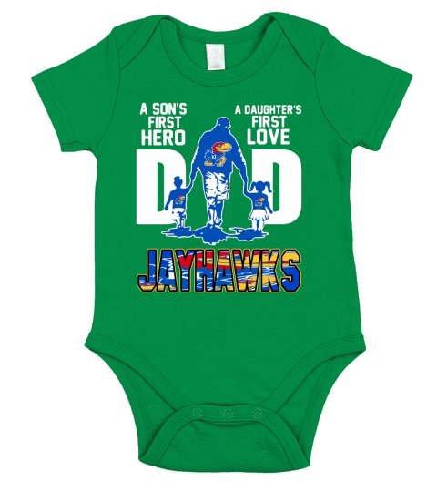 Jayhawks Dad a son’s first hero a daughter’s first love shirtn Short Sleeve Baby One-Piece