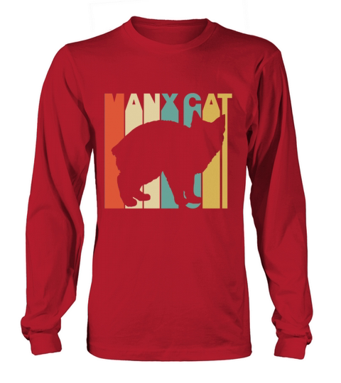 Vintage Style Manx Cat Silhouette T-Shirt Long sleeved Unisex