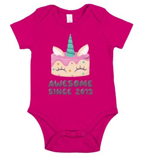 Unicorn Cake Awesome Since 2013 Short Sleeve Baby One-Piece