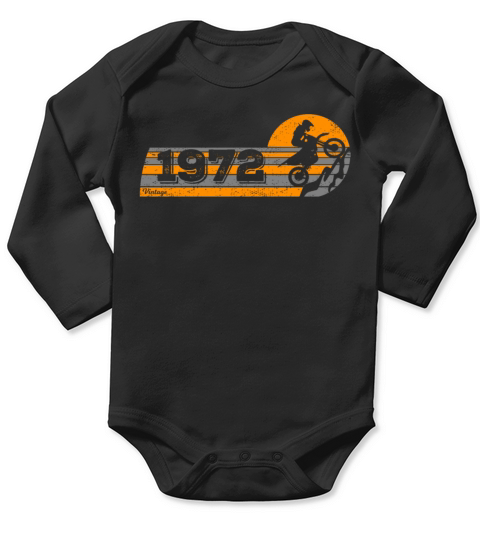 Motorcycle Vintage 1972 Birthday Motorbike Long Sleeve Baby One-Piece