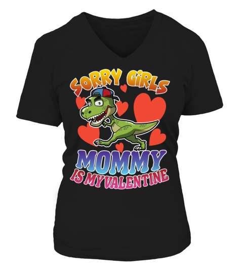 Valentines Day Gift For Boys Dino Dinosaur Hearts Women's V-Neck T-shirt