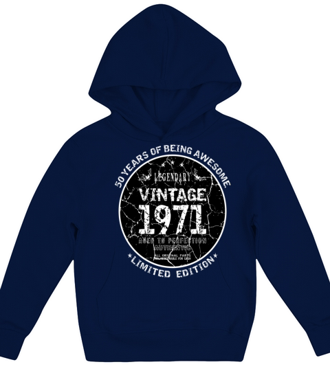 Funny 50th Birthday Gift 1971 Vintage 50 Years Old Kids Hoodie