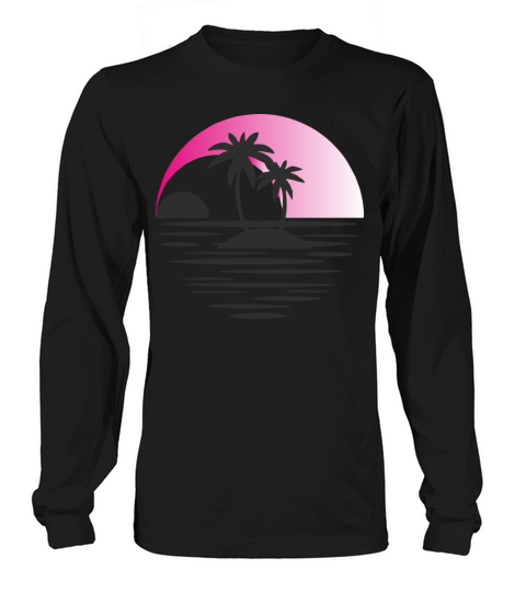 Island with palm trees black pink Men's Long Sleeve