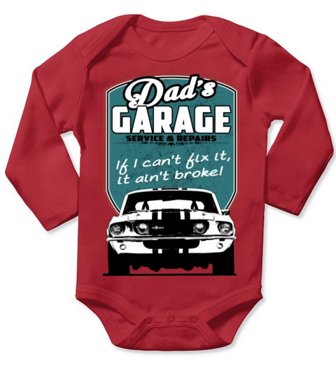 Dads Garage with 68 Mustang Long Sleeve Baby One-Piece